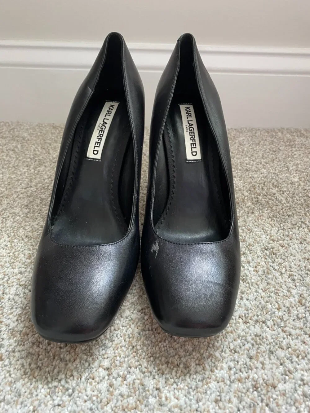 Karl Lagerfeld Women's Square Toe Pump Heels, Black, size 9 EUC